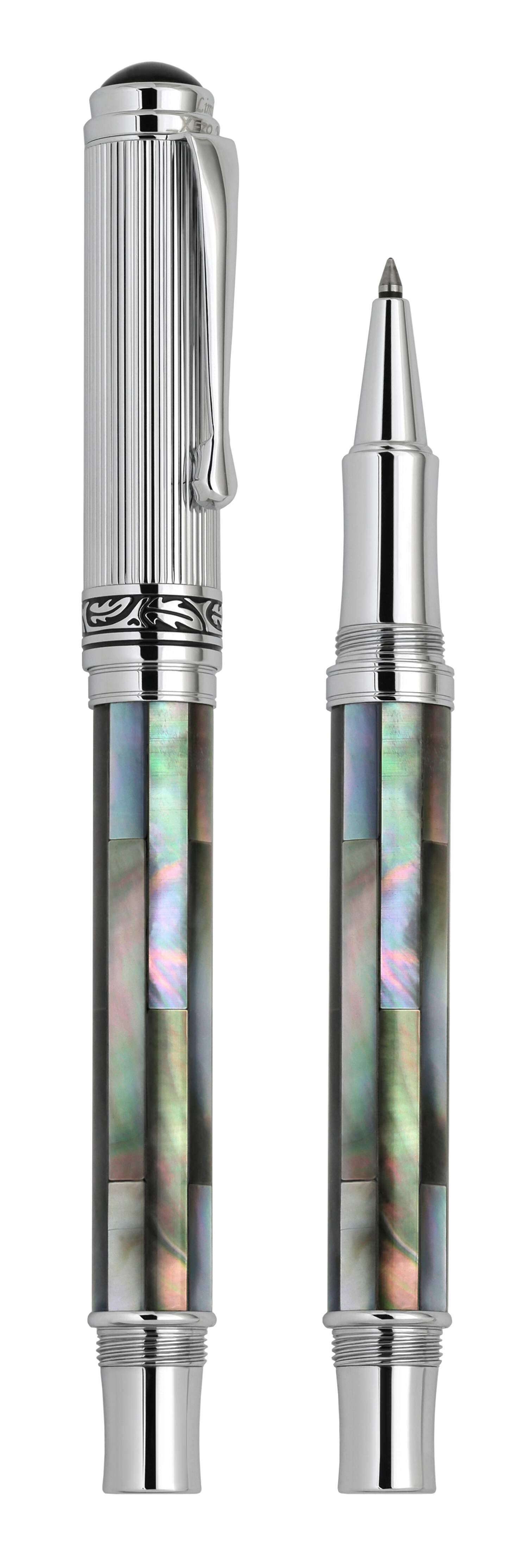 Xezo Xezo Maestro® Black Mother of Pearl Rollerball Pen - Chrome Plated