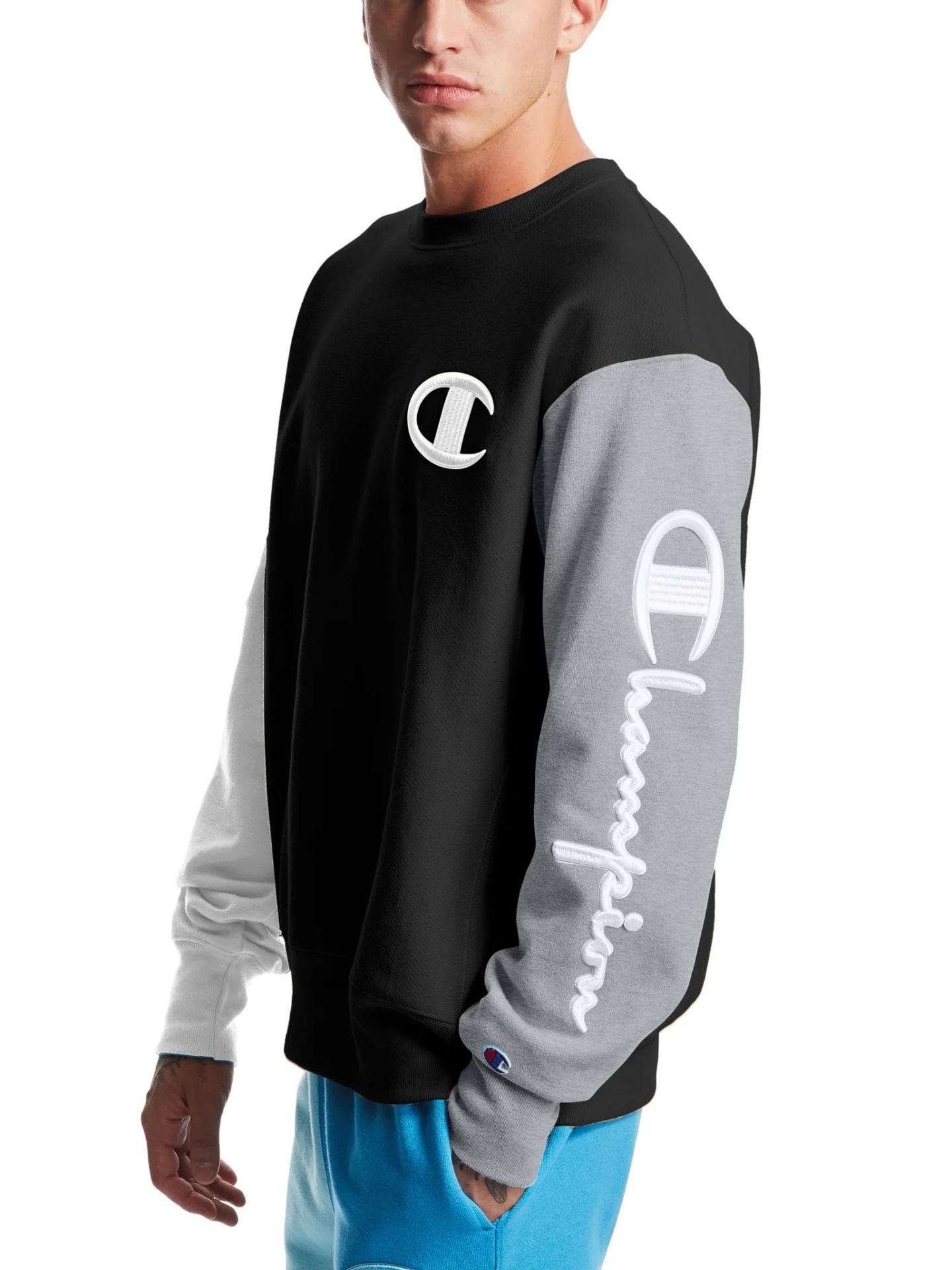 Champion reverse weave colorblock crew new arrivals