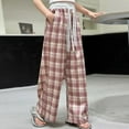 thumbnail image 5 of MKOSPLRT Girls Plaid Elastic Waist Pants with Pockets High Waist Casual Wide Leg Trousers Baggy Straight Leg Pants 4-14Y, 5 of 5