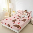 thumbnail image 4 of Castle Fairy Kawaii Capybara Twin Sheet Sets 3pcs for Kids Children,Cartoon Animal Twin Fitted Sheet Microfiber,Red Strawberry Flowers Breathable Flat Sheet,Super Cozy Room Decor, 4 of 7