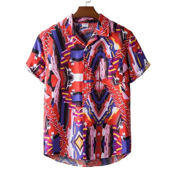 Tropical Hawaiian Shirts Men's Miami Vice Jersey Floral T Shirt Button ...