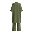thumbnail image 4 of hoksml Women's 3 Piece Linen Set, Summer Outfits for Women, Open Front Cardigan, Cami Top and Wide Leg Pants, 4 of 8