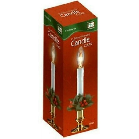 Holiday Wonderland 1518-88  9" Battery Operated Window Candles With Clear Bulb - Quantity of 6