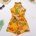 thumbnail image 4 of FYMNSI Mommy and Me Summer Short Romper Outfits Sleeveless Belted Casual Jumpsuit Overall for Beach Holiday Photo Shoot Yellow (Girl 3-4T), 4 of 10