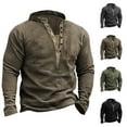 thumbnail image 5 of Men Button Fleece Pullover Fleece Sweatshirt Long Sleeves Sweater T Shirt Tops, 5 of 9