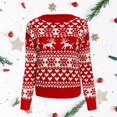 thumbnail image 3 of Cuello redondo Suéter de Nad Blusa Puente Reno Estampado pá Noel Reno de punto Jersey de punt pá Noel para fiesta Rojo m Macarena Suéter tejido, 3 of 8