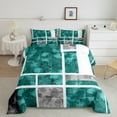 thumbnail image 2 of Erosebridal Abstract Sqare Bedding Twin Comforter Set,Gradient Rectangle Down Comforter,Geometric Plaid Bedding Sets Twin With Comforter,Ultra Soft Buffalo Bedroom Decoration,Reversible,2-Piece, 2 of 8