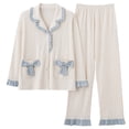 thumbnail image 4 of Pijamas de pareja Pijamas de primavera y otoño Pijamas de mujer de manga larga Ropa de hogar fresca para hombre y mujer, 4 of 4