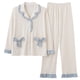 thumbnail image 3 of Pijamas de pareja Pijamas de primavera y otoño Pijamas de mujer de manga larga Ropa de hogar fresca para hombre y mujer, 3 of 5