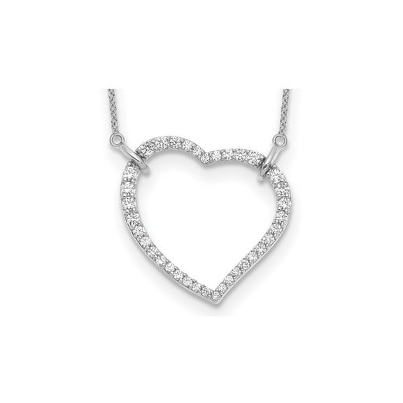 2/3 Carat (Ctw VS, D-E-F) Lab-Grown Diamond Open Heart Pendant Necklace 14K White Gold with Chain for Women