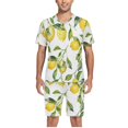 thumbnail image 5 of joogoo Men's Pajama Set Lemon and Leaves V-Neck Pj Shorts Set 2 Piece Loungewear Sleepwear L, 5 of 7