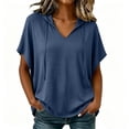 thumbnail image 2 of Hilenly Plus Size Short Sleeve Hoodies for Women V Neck Batwing Tops Loose Fit Curve Hem Workout Shirts, 2 of 9