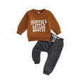 thumbnail image 2 of Gupgi 2pcs Fall Baby Boy Girl Long Sleeve Letters Print Pullover Solid Color Elastic Waist Sweatpants, 2 of 10