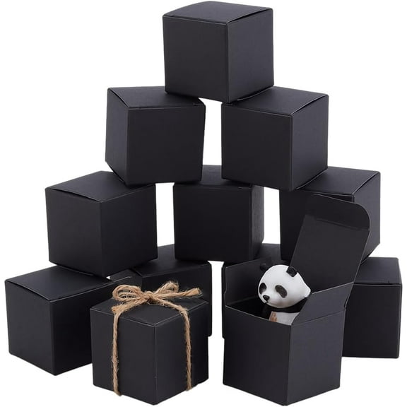 30pcs Mini Square Paper Box 1.6 inch Gift Boxes Black Boxes Foldable Candy Box Small Party Favor Boxes Little Gift Packaging Paper Boxes for Wedding Christmas Proposal Party Decor Black