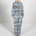 thumbnail image 4 of AUNVITO Women's Striped Cozy Long Sleeve Hooded Jumpsuit with Front Zipper for Casual Loungewear, 4 of 7
