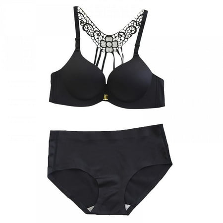 

Patlollav Womens Sexy Fashion Leopard Print Beautiful Back Lace Bra Non-Marking Bra Suit