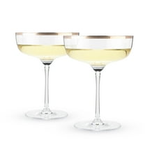Twine Copper Rim Vintage Cocktail Crystal Champagne Coupe Glasses, Set of 2