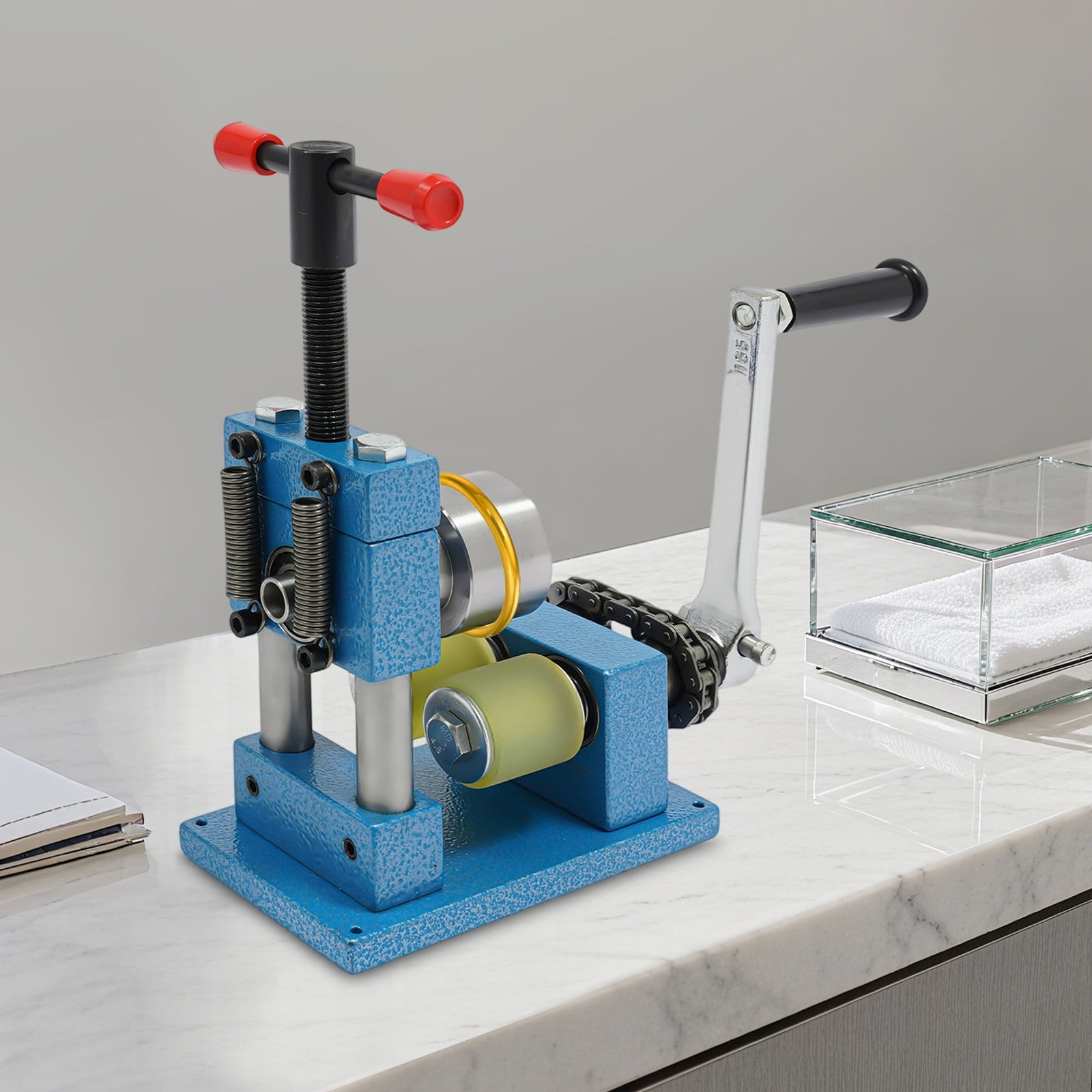 Peakora Desktop Hand Crank Ring Bracelet Bending Machine 45# Iron Jewelry Bending Machine Ring and Bracelet Press Bending Machine for Jewelry Stores Craft Rooms