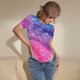 thumbnail image 3 of Balery Rainbow Glitter Cute Body de cuello redondo de manga corta para mujer Tops de manga corta Tops básicos-Small, 3 of 7