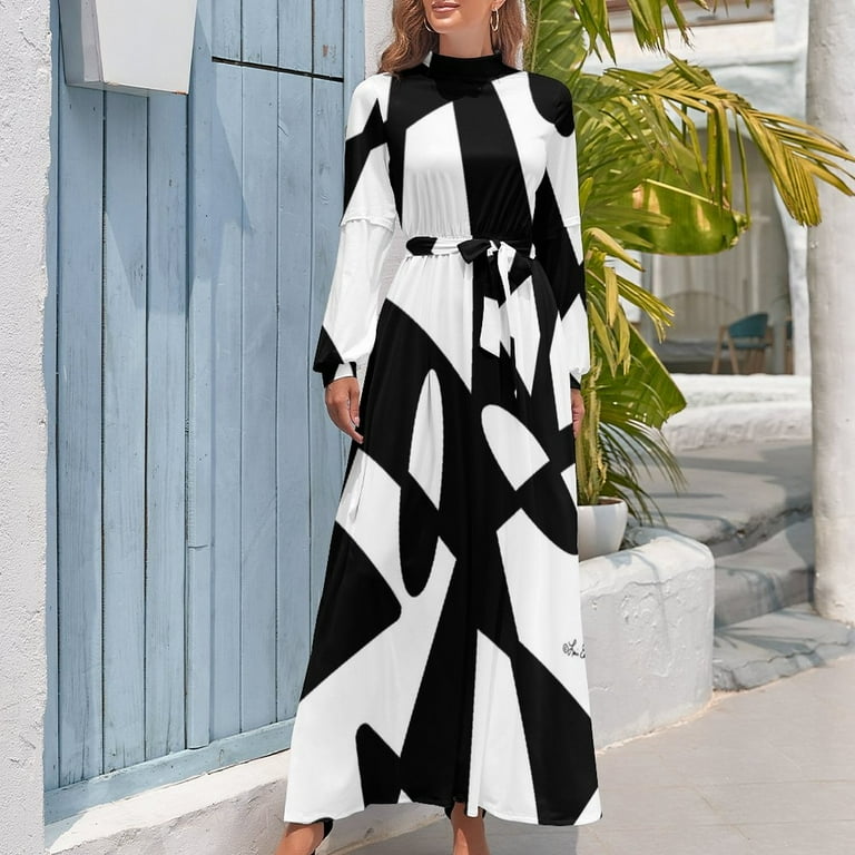 walmart black and white dress Black White Colorblock Gown