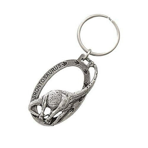Brontosaurus Keychain, A192KC, 2 Inches, Dinosaur, Prehistoric, Jurassic, Nature, Gift, Metal, Engraved, Key Fob, Key Ring, Keys, Zipper Pull, Luggage Tag, Pewter, Backpack, Paleontology, Made in USA
