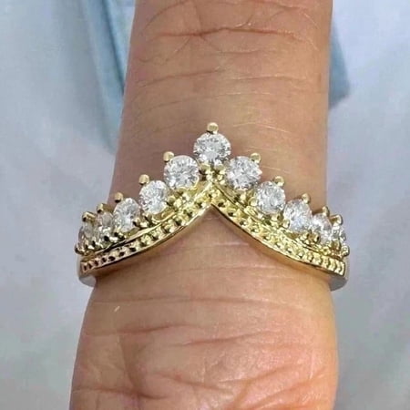 2Ct Round Cut Lab-Created Diamond Engagement Wedding Ring 925 Sterling Silver 14K Yellow Gold Plated