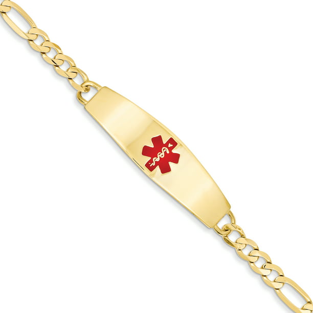 14k Yellow Gold Medical Alert Jewelry Bracelet 8 Inch Id - Walmart.com ...