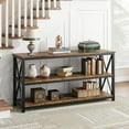 thumbnail image 4 of Litake Industrial Console Table for Entryway, 55.1" Narrow Entryway Table with Storage, 3 Tier Wood Sofa Table with Metal Frame, Behind Couch Table for Living Room, Hallway, Entryway-Rustic Brown, 4 of 9