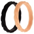 thumbnail image 1 of Juego de anillos de boda con hojas de silicona - Rosa-Negro de ROQ para mujer - Anillo de 2 x 11 mm, 1 of 1