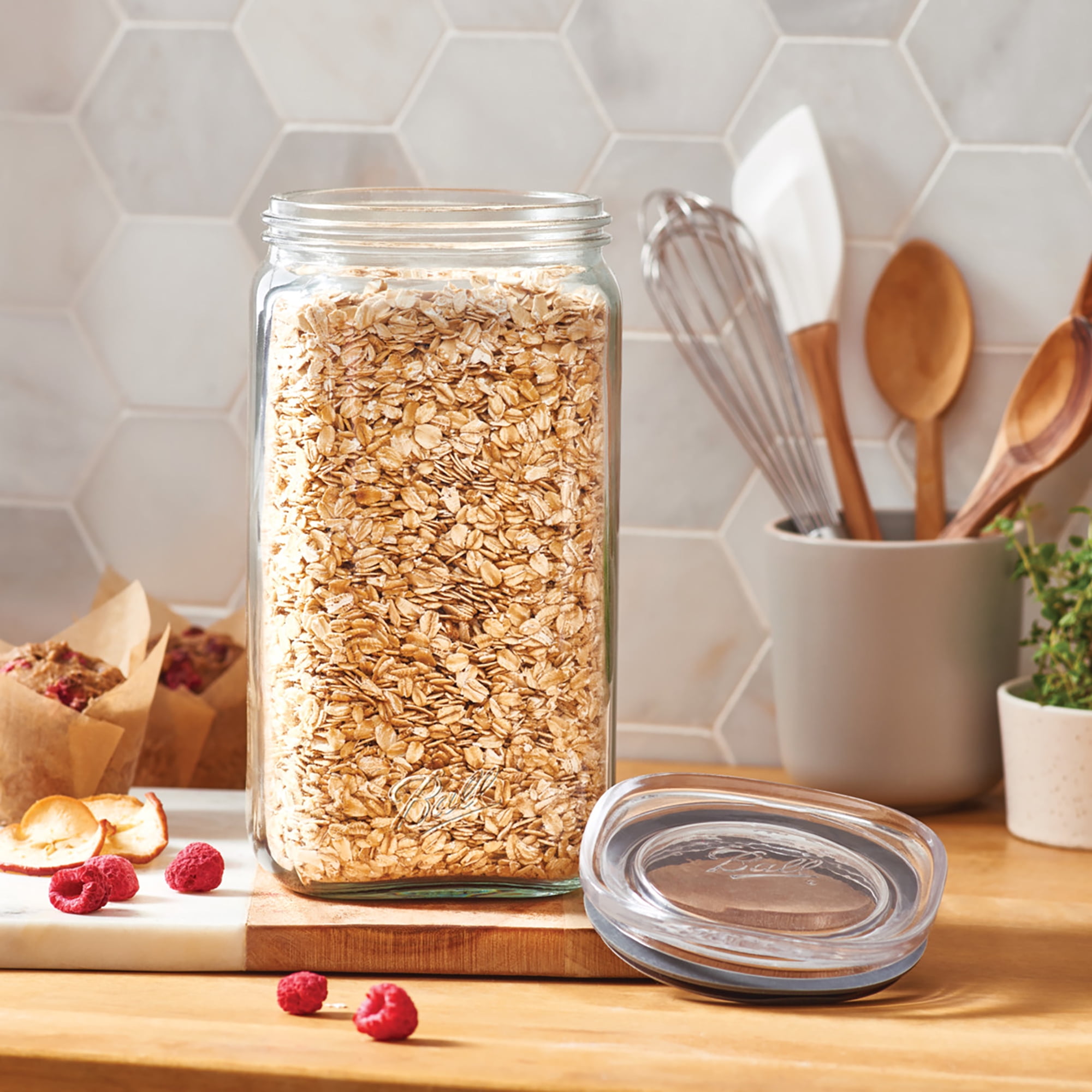 (3 pack) Ball Stack & Store Half-Gallon Jar (9.9 Cup/79 oz.), Glass Storage Jar