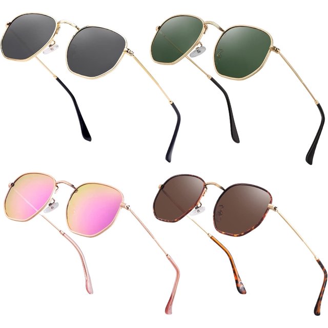 Gafas de sol polarizadas hexagonales Hipster para hombres y mujeres, gafas cuadradas geométricas pequeñas con marco de Metal Vintage, gafas de sombra Retro