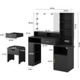 thumbnail image 7 of Vabches Black Vanity Set with Mirror, Lights, Drawers, Shelves, and USB Ports, 7 of 7