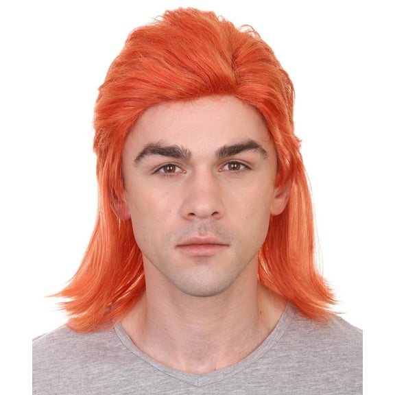 80's Disco Men's Wig - Vibrant Orange Retro Wigs - Breathable Capless Cap for Disco Parties & Themed Events