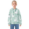 thumbnail image 3 of Kids' Hooded Pullover Sweatshirt Casual Tops Long Sleeve Print Hoodies Pocket Cute Cartoon Llama Pattern, 3 of 9