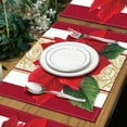 thumbnail image 5 of Luckky Watercolor Poinsettia Red Christmas Placemats Set of 4, 12x18 Inch Seasonal Winter Christmas Table Mats for Party Kitchen Dining Decoration (C), 5 of 7