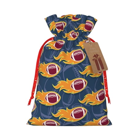 Naloa Burning Rugby Balls Drawstring Christmas Bags 3D Xmas Gift Bags Christmas Wrapping Bags Xmas Goodie Bags Treat Pouch Bags Party Favor Bags-