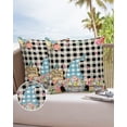 thumbnail image 6 of Pack of 2 Outdoor Pillow Covers, Hello Spring Tulip Gnome Flowers Black Buffalo Plaid Waterproof Square Throw Pillowcase Cushion Decorative Pillow Covers for Couch Patio Tent, 24x24 in, 6 of 6