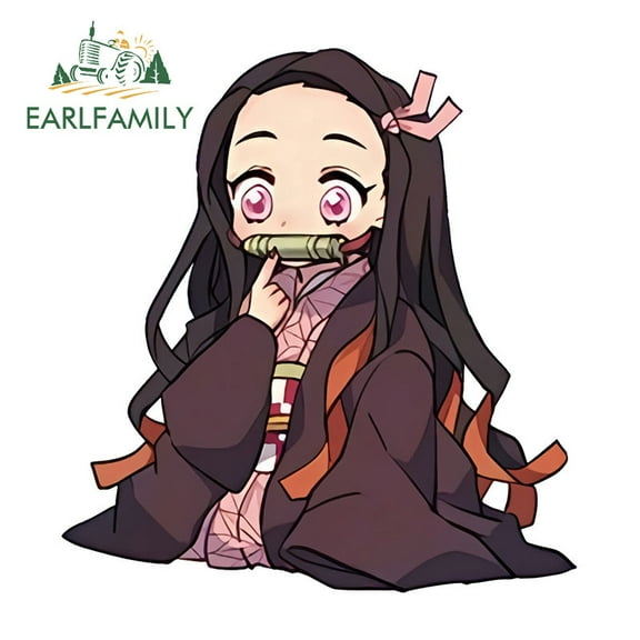 EARLFAMILY 5.1 Inch Kamado Nezuko Car Stickers Amusing Sunscreen Waterproof Vinyl Decals Suitable for Laptop Skateboard  Motorcycle