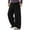 Black, variant on Mens Pants Elastic Waist Soft Comfortable Patchwork Embroidery Loose Pants For Men Black