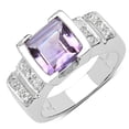 thumbnail image 1 of Genuine Square Amethyst and White Topaz Ring in Sterling Silver - Size 8.00, 1 of 1