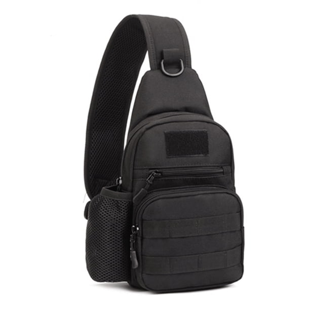 Sonducket para hombre Bolsa de pecho impermeable Camuflaje Botella de agua Riñonera Mochilas de mochilero Negro