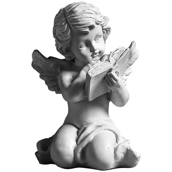 HJQEQVD Reading Angel Cherub Statue with Book Sculpture - Indoor Outdoor Garden Decor Memorial Figurine Shelf Sitter Home Accent Resin Art Statuette