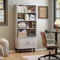 thumbnail image 5 of Onbrill 4 Tier Bookshelf Shelf Wooden Bookcase ,with Storage Cabinet & Adjustable Storage Shelf,Multipurpose Bookshelf for Home Office, Living Room, Natural White, 5 of 10
