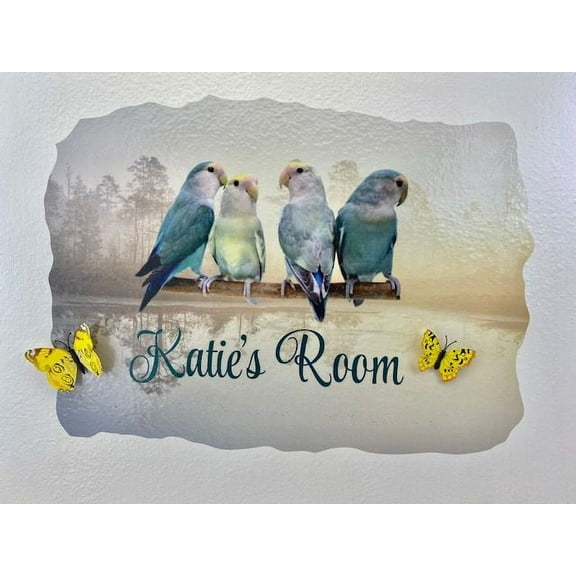 3D Bedroom Wall Decal Sticker For Unisex Custom Designs With 3D Butterfly Cute Lovebirds In Love With 3D Butterflies - Easily Applied And Removable - Size: 26 In X 24 In
