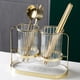 thumbnail image 5 of Soporte para utensilios de encimera de cocina, 2 tazas transparentes con utensilios de marco, para tenedor, cuchara y cuchillo, 5 of 7