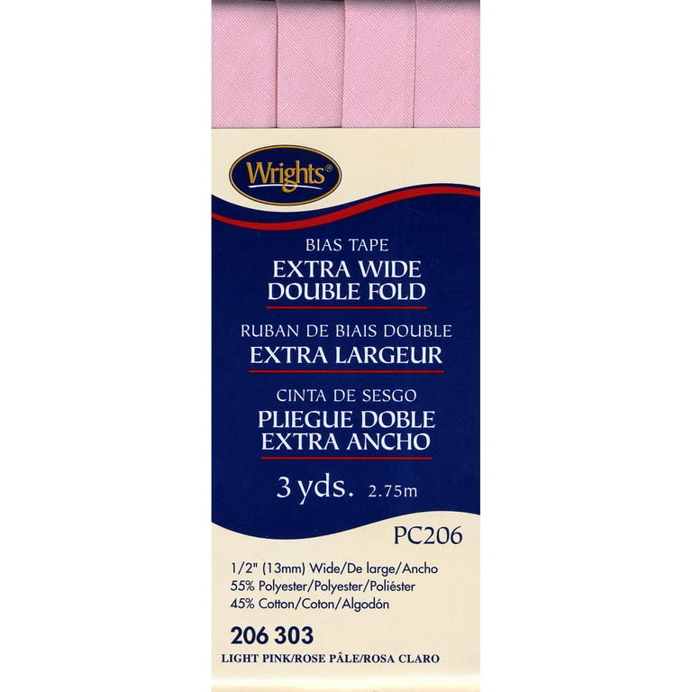 Wrights Extra Wide Double Fold Bias Tape 1/2 Pink