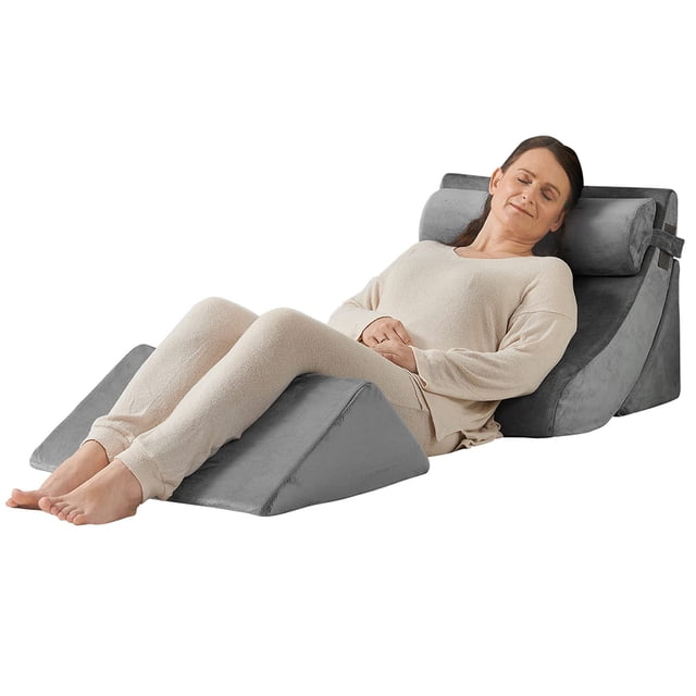 Juego de almohadas con forma de cuña Axelrod, ortopédicas, de espuma posquirúrgica, gris