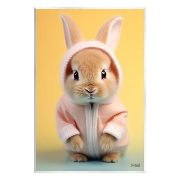 Stupell Industries Cozy Bunny on Yellow Animals & Insects Painting Unframed Art Print Wall Art, 10 x 15