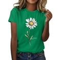 thumbnail image 2 of Women's Daisy Floral Tops Crewneck Short Sleeve Casual Summer T Shirts Flower Print Loose Fit Tees (S, Green 1), 2 of 5