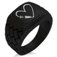thumbnail image 1 of Stainless Steel Love Arrow Heart Geometric Pattern Step-Down Biker Style Polished Ring, 1 of 1
